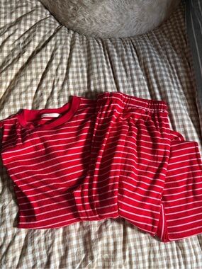 Red Striped Women's Pajama Set - Classic Cozy Sleepwear